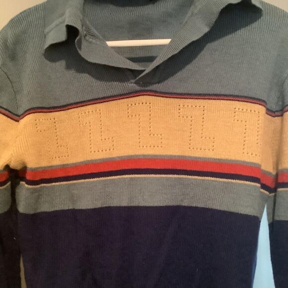 Himalaya sweater size medium like womens or kids vintage vtg colorblock collared - Picture 2 of 4